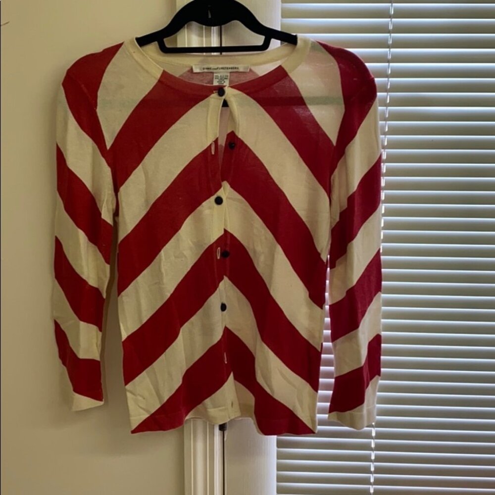DVF red and cream cardigan